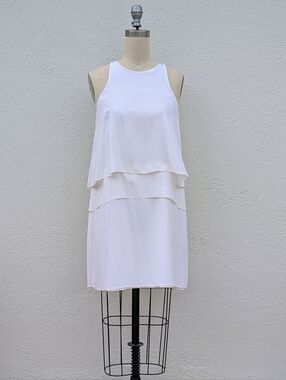 Tibi Ivory Sleeveless Silk Layered Shift Dress Size 6 - Resort⛱️